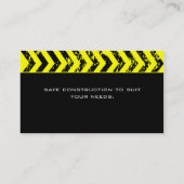 Baugewerbe-Karten-Schmutzgelbschwarzes Visitenkarte (Rückseite)