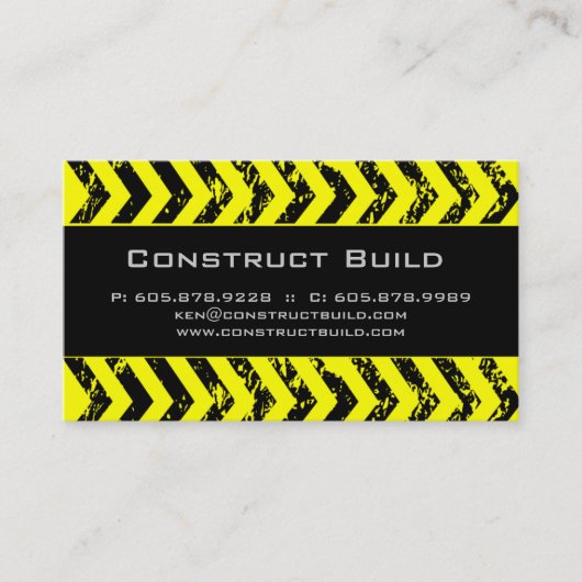 Baugewerbe-Karten-Schmutzgelbschwarzes Visitenkarte (Vorderseite)