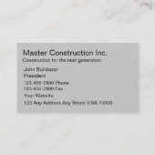 Baugewerbe-Karten Visitenkarte (Rückseite)