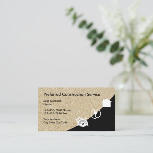 Baugewerbe-Karten Visitenkarte (Stehend Vorderseite)