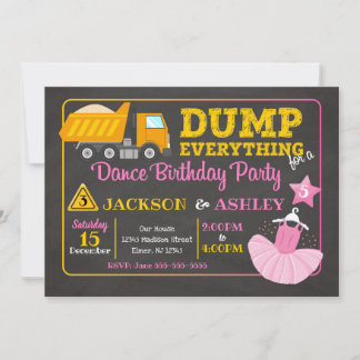 Baugewerbe und Ballerina Joint Birthday Einladung