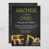 Baugräber zum Geburtstag Einladung (Vorne/Hinten)