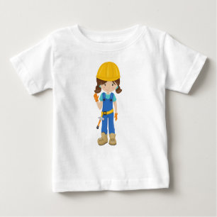 Baugürtel, Braunhaar, Niedliches Mädchen, Hammer Baby T-shirt