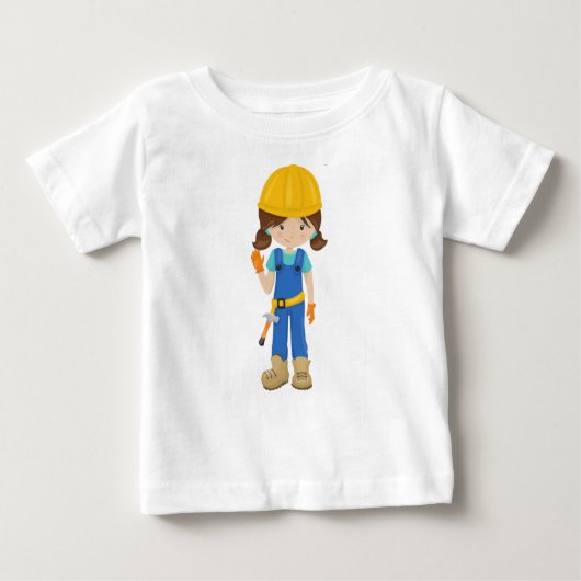 Baugürtel, Braunhaar, Niedliches Mädchen, Hammer Baby T-shirt (Vorderseite)