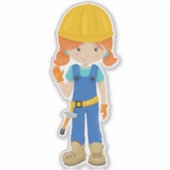 Baugürtel, Orangefeuer, Niedliches Mädchen, Hammer Aufkleber (Vorderseite)