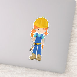 Baugürtel, Orangefeuer, Niedliches Mädchen, Hammer Aufkleber