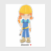 Baugürtel, Orangefeuer, Niedliches Mädchen, Hammer Aufkleber (Blatt)