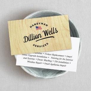 Bauhandyman Carpenter American Flag Visitenkarte