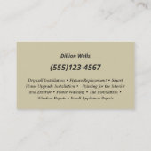 Bauhandyman Carpentry Dark Wood Visitenkarte (Rückseite)