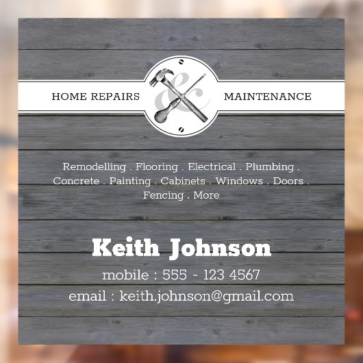 Bauhandyman Rustic Gray Wood Car Fensteraufkleber (Blatt 2)