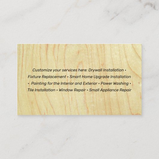 Bauhandyman Tools, Patriotic Visitenkarte (Rückseite)