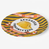 Bauharthut|Schwarz & Gelb 1. Geburtstag Pappteller (Schrägansicht)