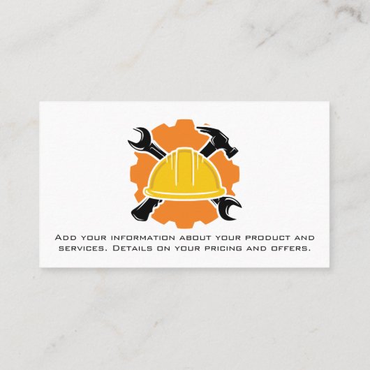 Bauharthut und -tools | Blue Collar Visitenkarte (Rückseite)