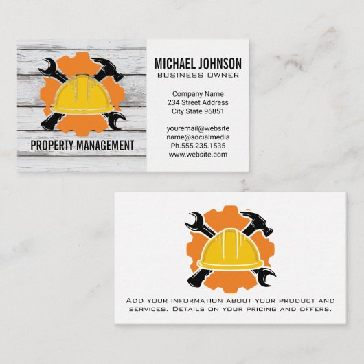 Bauharthut und -tools | Blue Collar Visitenkarte (Vorne/Hinten)