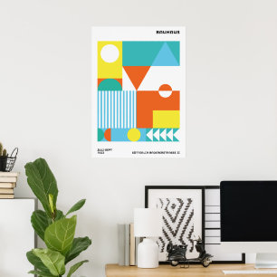 Bauhaus Abstrakter Poster Orange Türkis