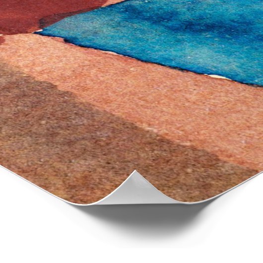 Bauhaus Abstraktes Aquarellpflaster. Poster (Ecke)