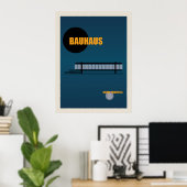 Bauhaus Architektur Retro Design | Blaues Poster (Heimbüro)