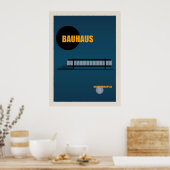 Bauhaus Architektur Retro Design | Blaues Poster (Küche)