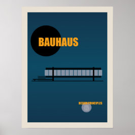Bauhaus Architektur Retro Design | Blaues Poster
