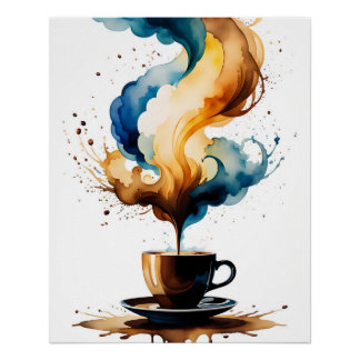 Bauhaus Art Morgenkaffee (blau und braun) Poster