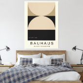 Bauhaus Beige Black Half Circle Modern Art Print Leinwanddruck (Insitu (Schlafzimmer))