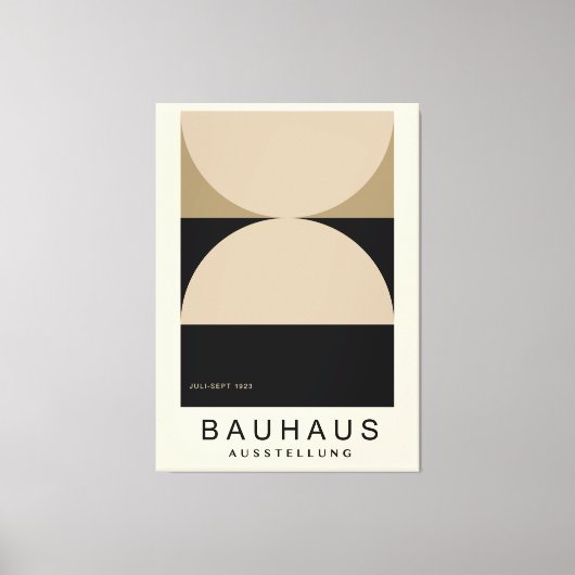 Bauhaus Beige Black Half Circle Modern Art Print Leinwanddruck (Vorderseite)