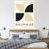 Bauhaus Beige Schwarz Geometrisch Viertelkreis Leinwanddruck (Insitu (Schlafzimmer))