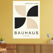 Bauhaus Beige Schwarz Geometrisch Viertelkreis Leinwanddruck (Insitu (Wohnzimmer))