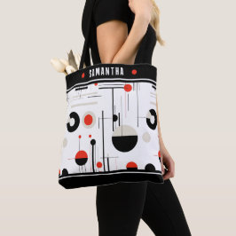 Bauhaus black and red geometric shapes composition tasche