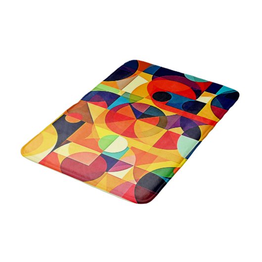Bauhaus Color Geometry Design Badematte (Schrägansicht)