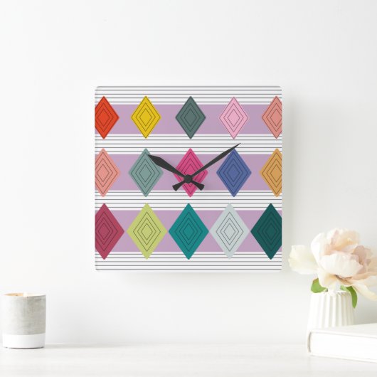 Bauhaus Diamond Quilt Quadratische Wanduhr (Zuhause)