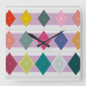 Bauhaus Diamond Quilt Quadratische Wanduhr (Vorderseite)