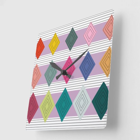 Bauhaus Diamond Quilt Quadratische Wanduhr (Winkel)