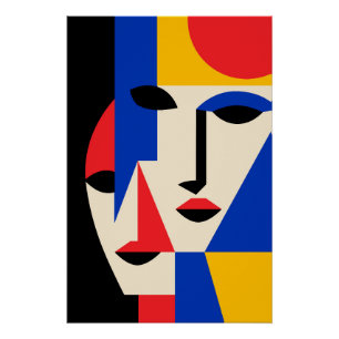 Bauhaus-Doppelgesichtsporträt Geometrische Kunst Poster