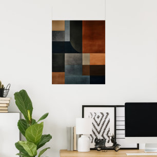 Bauhaus erdiger geometrischer Muster Abstract Post Poster