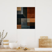Bauhaus erdiger geometrischer Muster Abstract Post Poster (Küche)