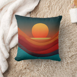 Bauhaus Erdiges Sonnenuntergangs-Wellen Abstract-W Kissen
