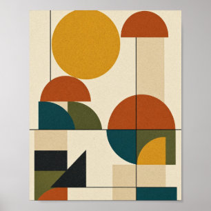 Bauhaus-Ernte-Mond Mittel Jahrhundert Geometrische Poster