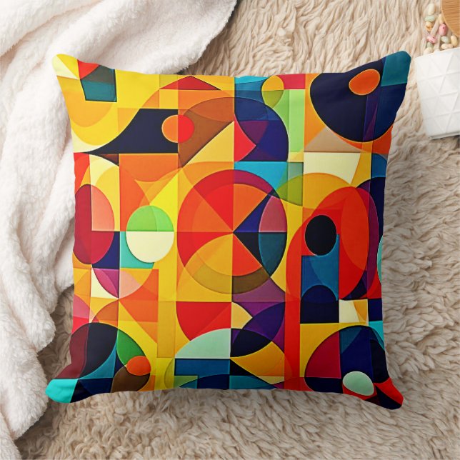 Bauhaus-Farbgeometrie-Design Kissen (Decke)