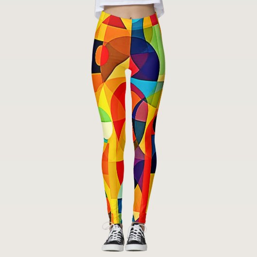 Bauhaus-Farbgeometrie-Design Leggings (Vorderseite)