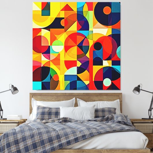 Bauhaus-Farbgeometrie-Design Leinwanddruck (Insitu (Schlafzimmer))
