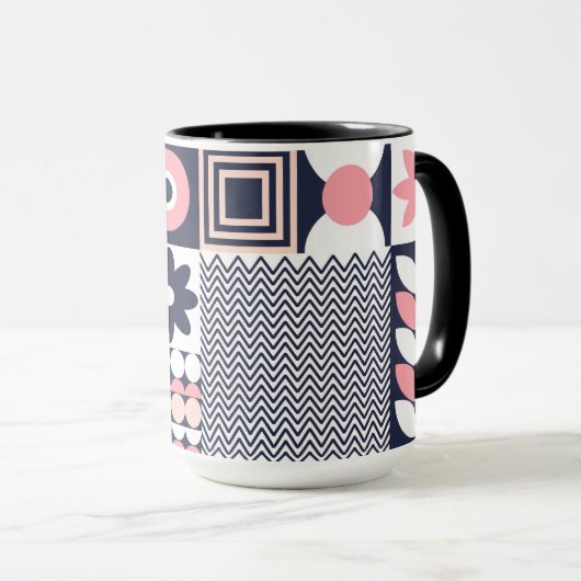 Bauhaus Floral Geometric Cup Design Tasse (VorderseiteRechts)
