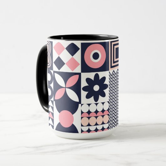 Bauhaus Floral Geometric Cup Design Tasse (Vorderseite Links)