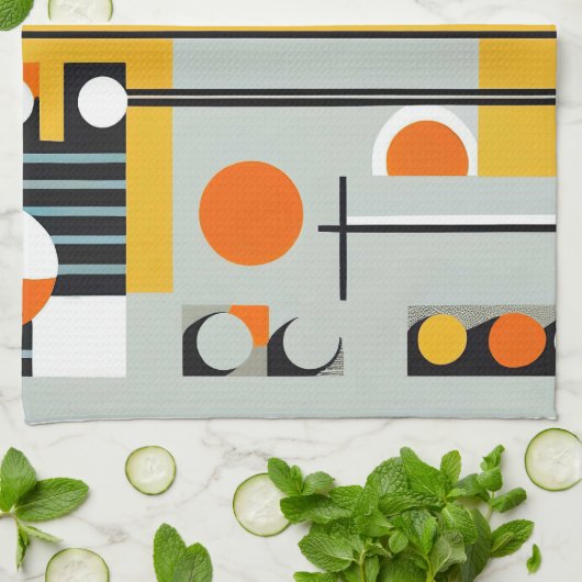 Bauhaus Geometric Design 01 perfekt für Geschirrtuch (Gefaltet)