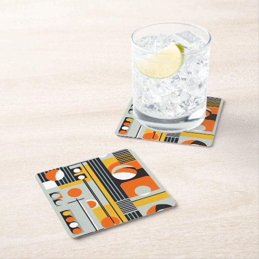 Bauhaus Geometric Design 01 perfekt für Rechteckiger Pappuntersetzer (Vor Ort)