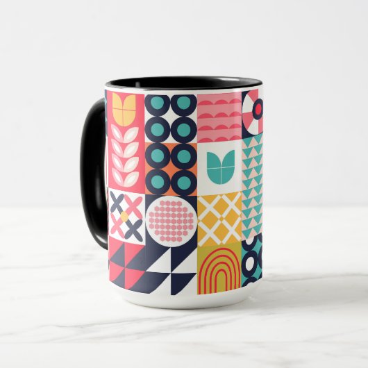 Bauhaus Geometric Muster Cup Tasse (Vorderseite Links)