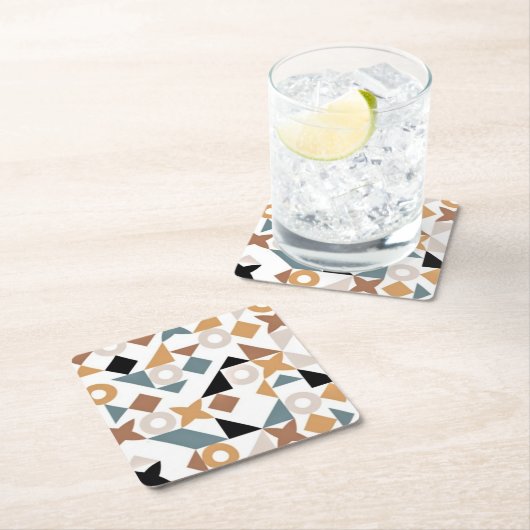 Bauhaus Geometric XOXO Square Papiertränke Rechteckiger Pappuntersetzer (Vor Ort)