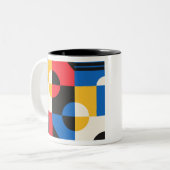 Bauhaus Geometrie-Muster Zweifarbige Tasse (Vorderseite Links)