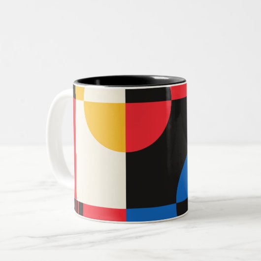 Bauhaus Geometrie-Muster Zweifarbige Tasse (Vorderseite Links)