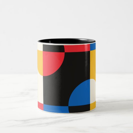 Bauhaus Geometrie-Muster Zweifarbige Tasse (Mittel)